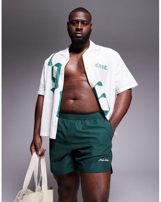 Pantaloncini Da Bagno Lunghezza Media Verdi Con Ricamo di ASOS in Green da Uomo