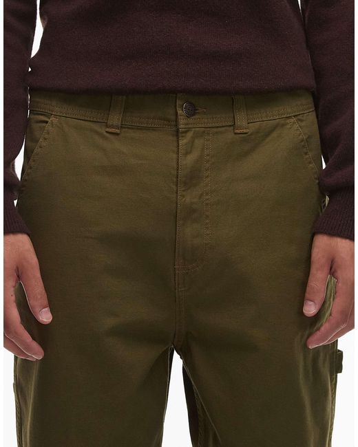 Timberland – locker sitzende carpenter-hose aus schwerem canvas in Green für Herren