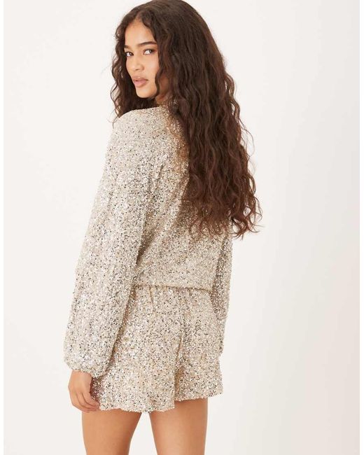 Never Fully Dressed Natural Sequin Short Co-Ord