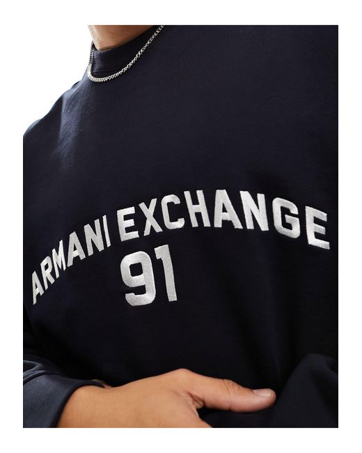 Sudadera con logo bordado en el pecho Armani Exchange de hombre de color Blue