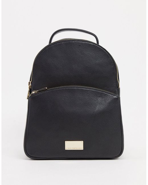 Paul Costelloe Black Leather Backpack With Zip Detail