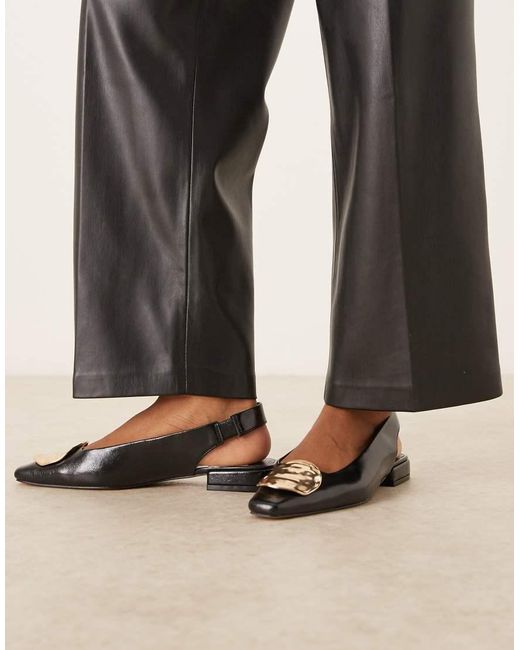 ASOS Black Lavish Trim Detail Slingback Ballets