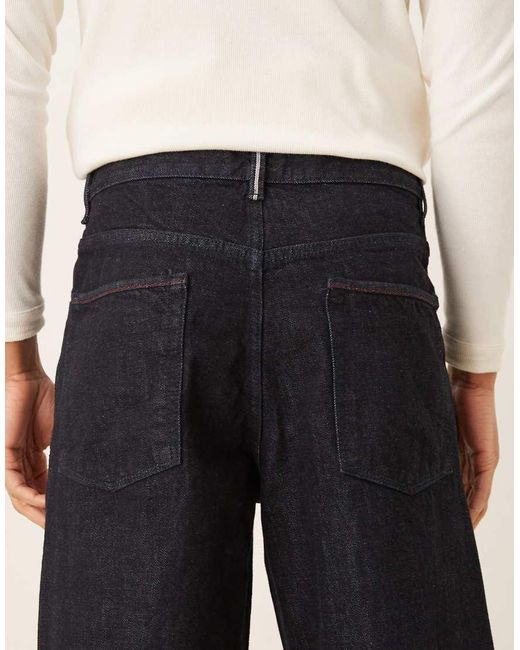 ASOS Blue Premium Selvedge baggy Jeans for men