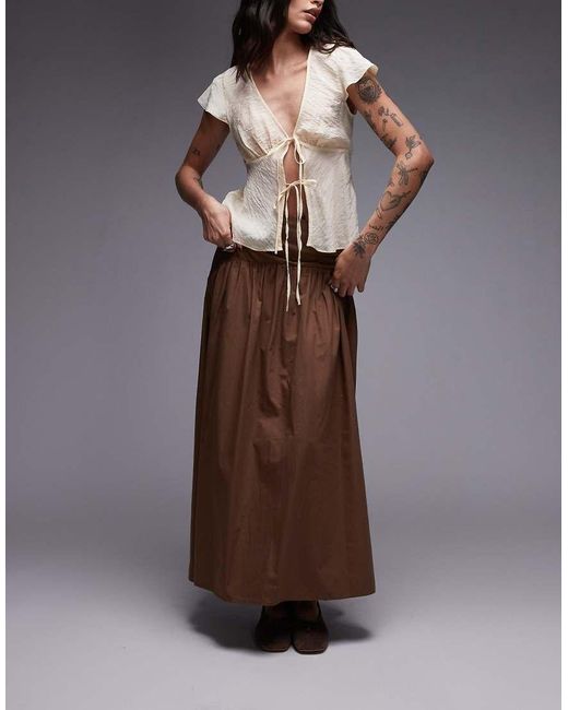 Gonna Lunga Con Vita Scesa di ASOS in Brown