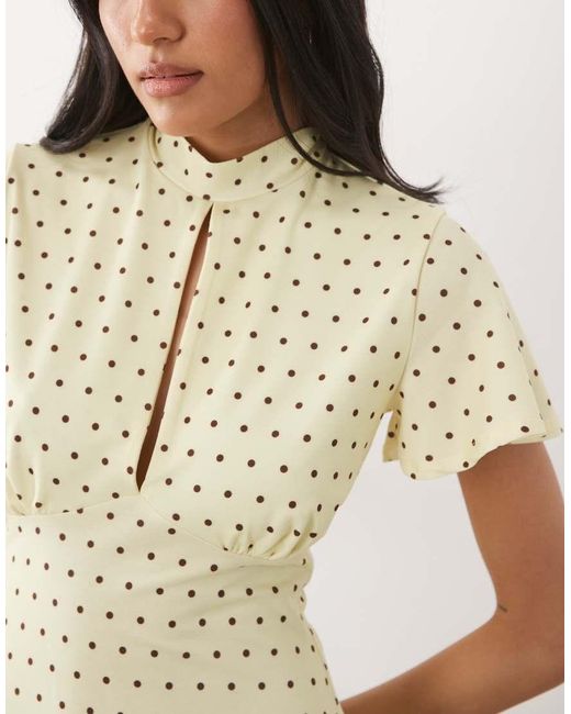ASOS Natural Cap Sleeve With Tie Detail Mini Dress