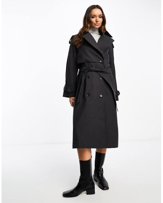 Belted wool blend trench coat online