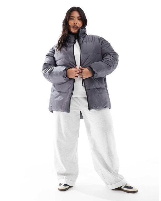 Yours Gray Padded Jacket With Dip Hem