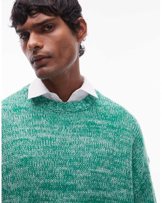 Topman Green Relaxed Fit Jumper for men