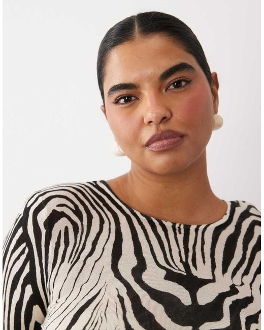 ASOS Black Asos Design Curve Sheer Knitted Soft Touch Ruched Side Top