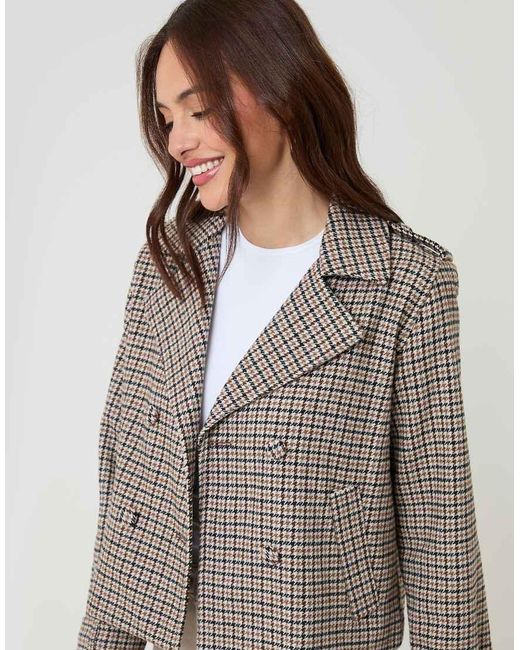 Threadbare Gray Check Faux Wool Cropped Jacket