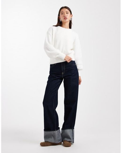 ASOS White Stitch Detail Nipped Waist Jumper