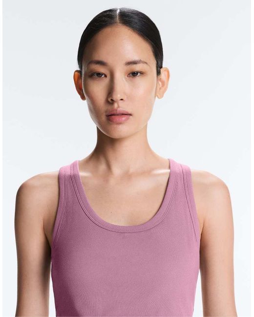Oysho Pink Rib Modal Blend Tank Top