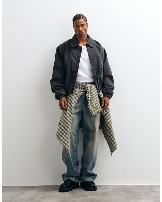 Weekday Black Canvas Bomber Jacket for men