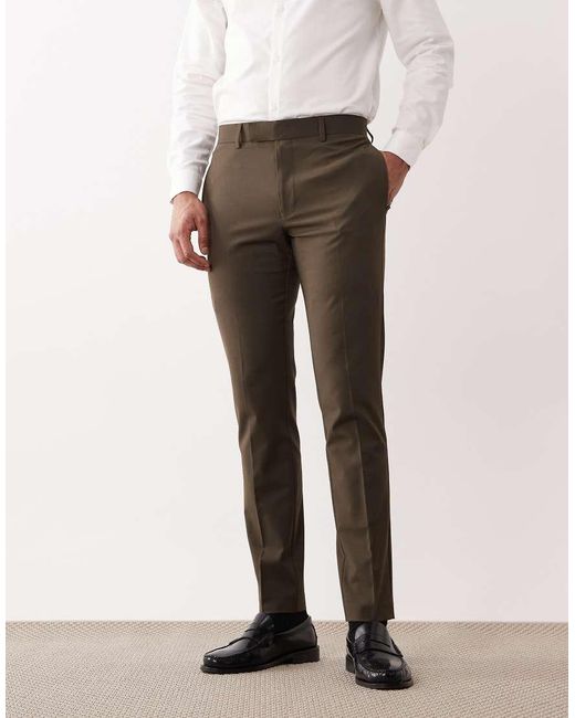 ASOS Natural Skinny Trousers With Washable Wool for men