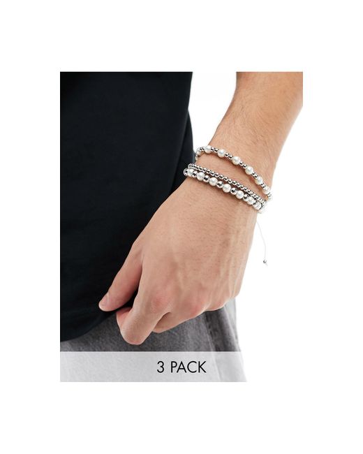 Confezione da 3 bracciali con perle sintetiche di ASOS in Black da Uomo
