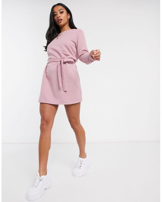 missguided tie waist sweater dress