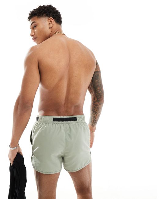 Pantaloncini da bagno taglio corto salvia con cintura di ASOS in White da Uomo