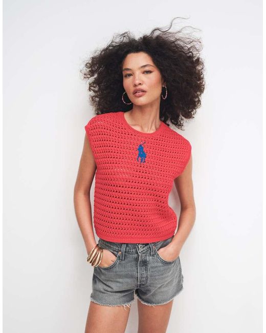 Polo Ralph Lauren Red Knitted Vest Pullover