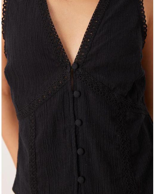ASOS Black Lace Trim Waistcoat