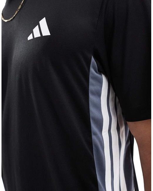 Adidas Originals Black Adidas Training Essentials 3 Stripe T-Shirt for men