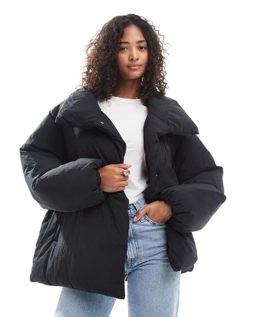 ASOS Blue Funnel Neck Clean Puffer Jacket