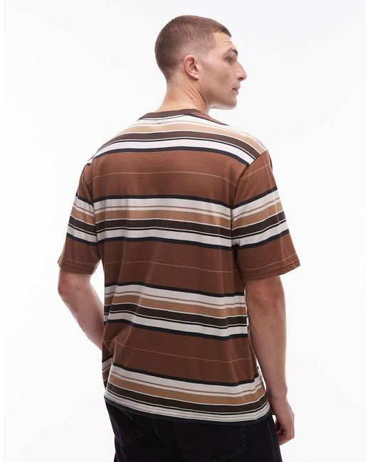 Levi's Brown Workwear Capsule Label Logo Pocket Relaxed Stripe T-Shirt for men