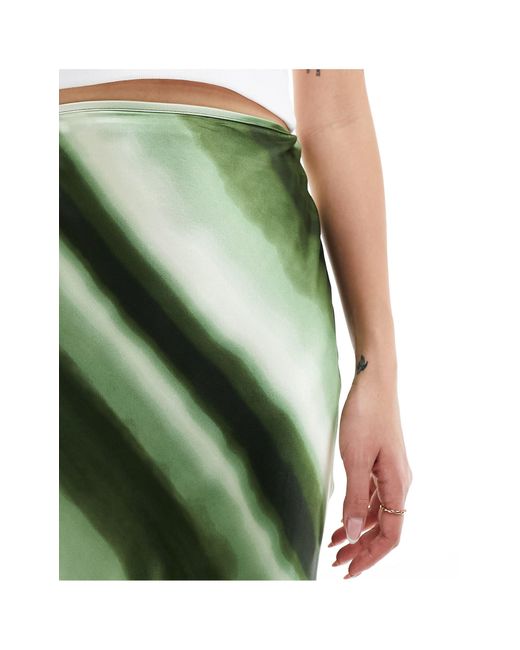 4th & Reckless Green Ombre Stripe Satin Maxi Skirt