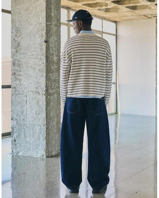 Bershka Blue Stitched Jeans for men