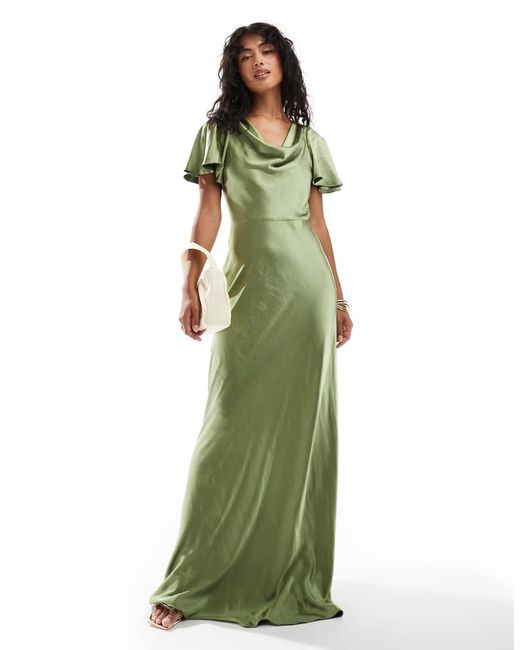 princess polly baby blue dress WEDTREND Women Dark Green Long Bridesmaid Dress with Bow Mermaid Spaghetti  Straps Satin Wedding Guest Dress – Wedtrend UK main image 0