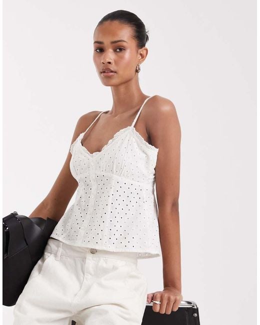 JJXX White Broderie Anglaise Cami Top