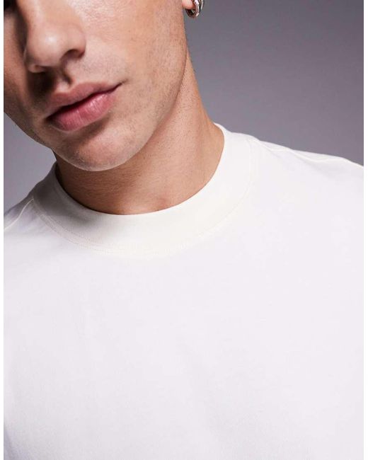 Camiseta Blanco Hueso Extragrande De Algodón Grueso Con Acabado De Secado Rápido Icon De 4505 de hombre de color White