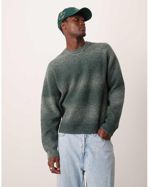 Abercrombie & Fitch Green Warm Handed Space Dye Oversized Knit Jumper for men