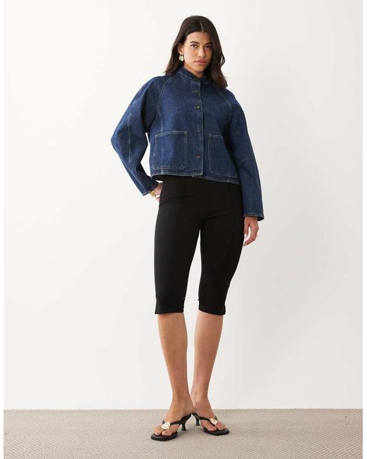 ARKET Blue Denim High Neck Bomber Jacket