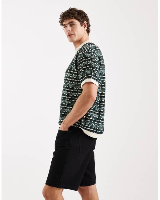 Redefined Rebel Green Valencia Loose Fit Denim Shorts for men