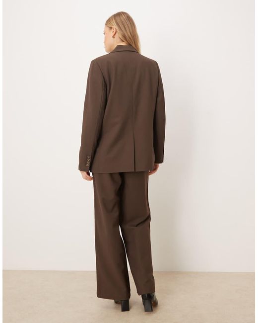 Y.A.S Brown High Waist Wide Leg Tailored Trouser Co-ord