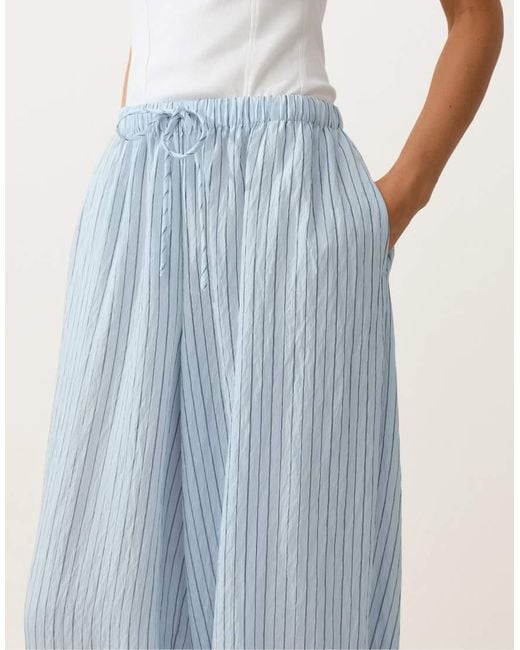 Oysho Blue Maxi Striped Bloomer Trousers