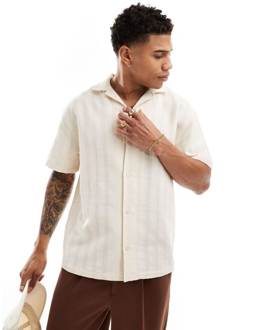 Pull&Bear White Textured Shirt for men