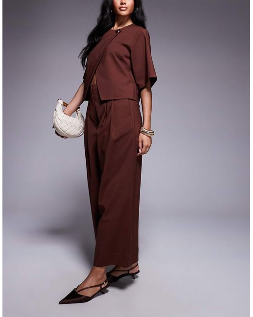 ASOS Purple Cropped Tab Waist Trousers Co-ord