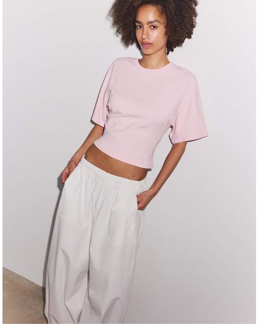 Stradivarius Pink Japanese Short Sleeve T-shirt