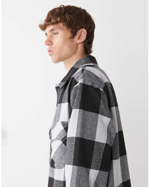 Camicia Giacca A Quadri Nera E Grigia di KTZ in Gray da Uomo