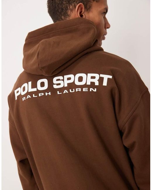 Polo Ralph Lauren Brown Sport Relaxed Fit Co-ord Back Print Hoodie