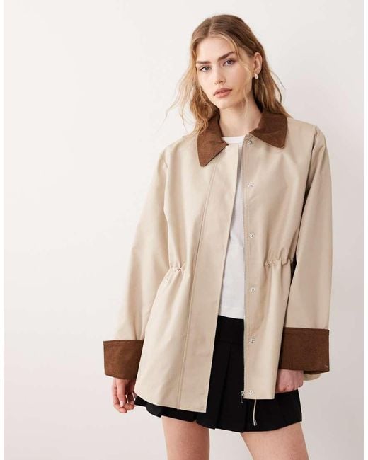 Y.A.S Natural Corduroy Trim Twill Barn Jacket