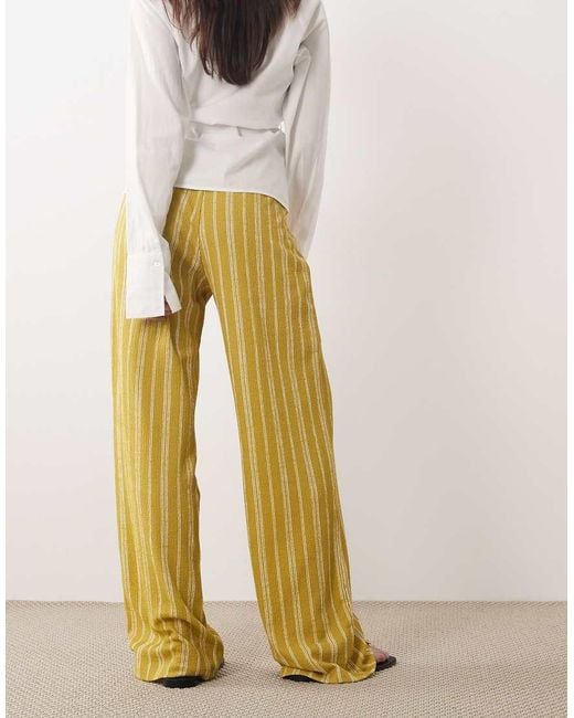 Wednesday's Girl Yellow Jersey Tie Waist Wide Leg Pants