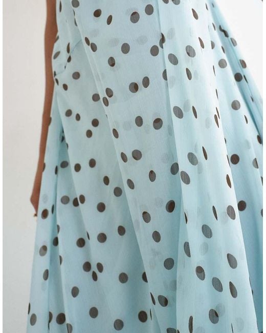 TOPSHOP Blue Draped Hem Chiffon Midi Occasion Dress