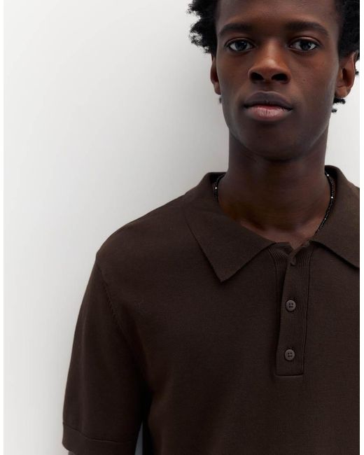 Pull&Bear White Short Sleeve Polo Shirt for men