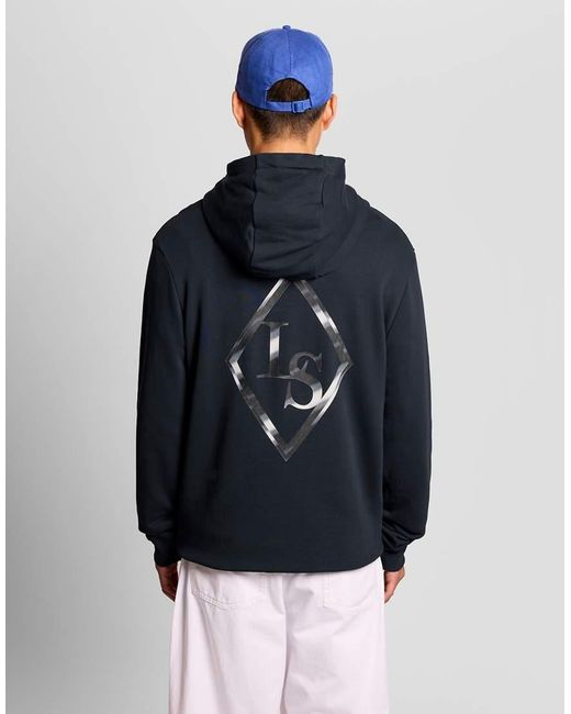 Lyle & Scott Blue Mid Layers Chrome Eagle Graphic Hoodie for men