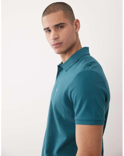 Calvin Klein Blue Monogram Pique Polo Shirt