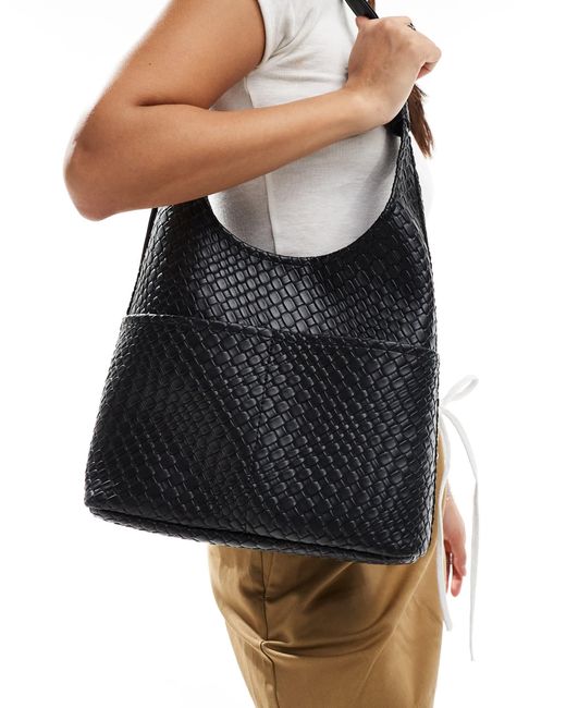 Glamorous Black – große, gewebte schultertasche