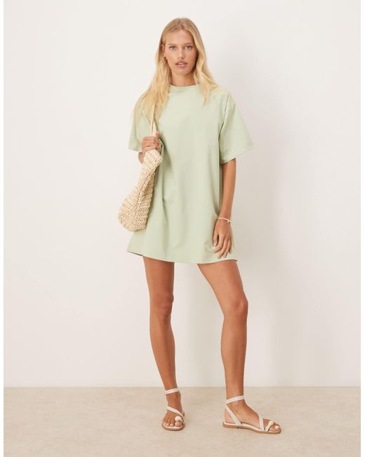 ASOS Natural – strukturiertes t-shirt-minikleid