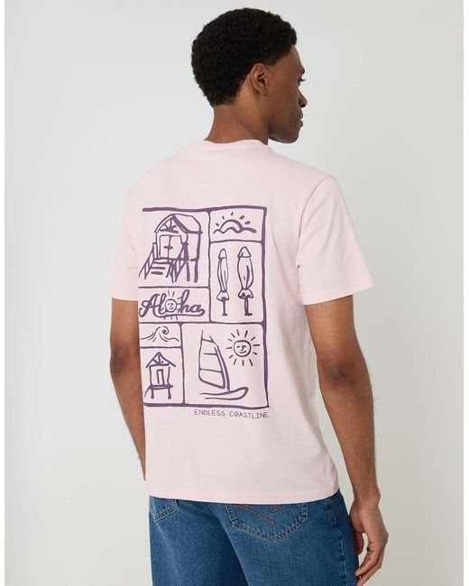 Threadbare Pink Aloha Cotton Crew Neck T-Shirt for men